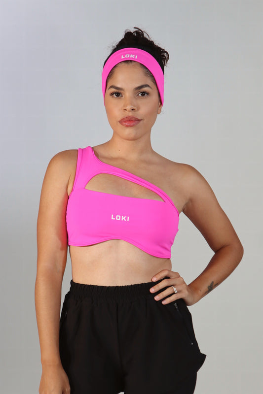Cutout Sport Bra with Headband (Pink)